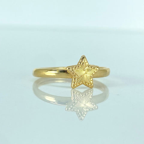 Anillo Estrella Diamantada Oro amarillo 18k / Talla 6 1/2 / 1,18 Gr