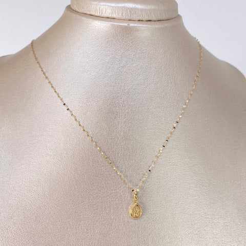 Set Cadena ● Crispeta + Dije San Miguel Arcangel Oro amarillo 18k 0,65 Gr / 1 mm / 45 Cm *