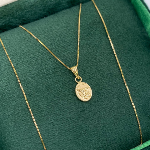 Cadena ● Veneciana + Dije San Miguel Arcangel Oro amarillo 18k 1,30 Gr / 0,5 mm / 50 Cm *