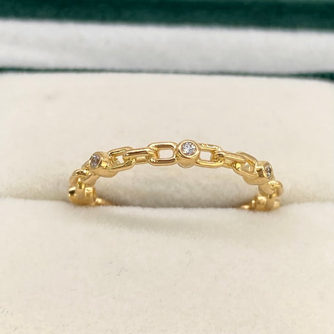 Anillo Cajón Circones Blancos Oro amarillo 18k / Talla 5 1/4 / 1,50 Gr †
