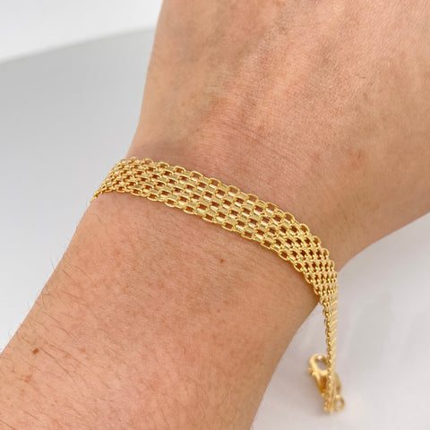 Pulso ● Chino Oro amarillo 18k +1 / 8,6 Gr / 9,4 mm / 21 Cm †