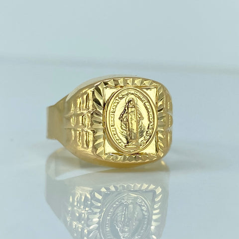 Anillo Sello Virgen Milagrosa Oro amarillo / Talla 11 1/4 / 3,12 Gr *