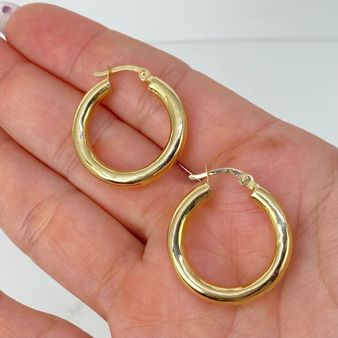 Candongas Redondas Lisas Oro amarillo 18k 3,85 Gr / 2,6 Cm