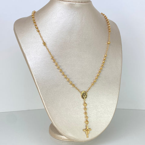 Rosario Virgen Milagrosa Bolas Diamantadas 5/4mm Oro amarillo 10,16 Gr / 50 Cm