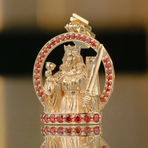 Dije Virgen Santa Barbara Con Circones POR FABRICACION Oro amarillo 18k 12,07 Gr *