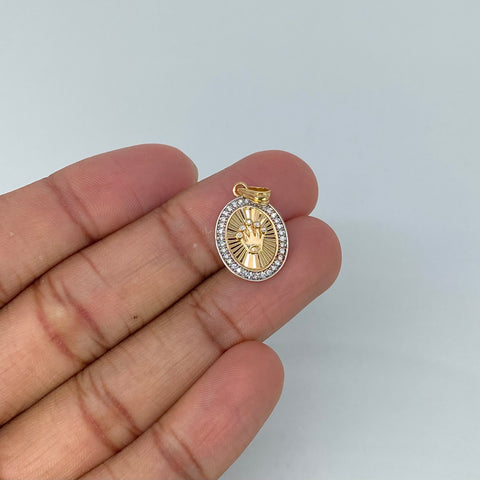 Dije Corona RX Circones Blancos Oro amarillo y Oro blanco 2,3 Gr / 2,6 Cm