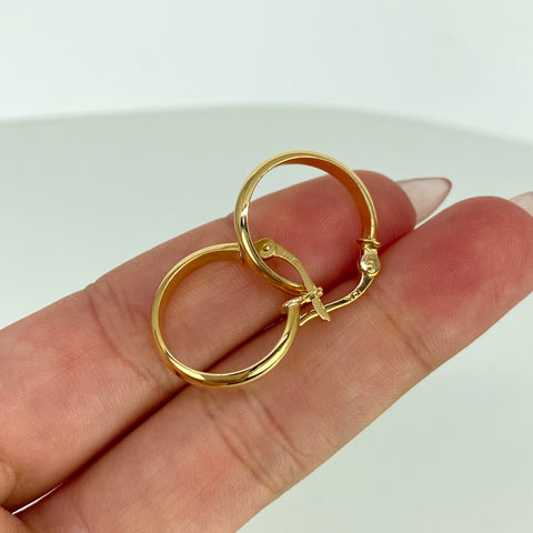 Candongas Semi Planas Lisas Oro amarillo 18k 1,9 Gr / 2,2 Cm  *