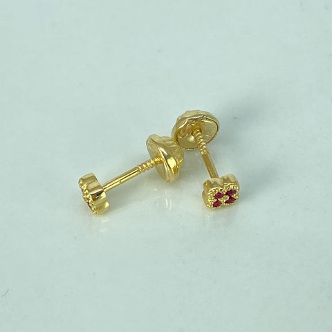 Topos Trebol Rubies 7PTS Oro amarillo 0,92 Gr / 3,8 mm *