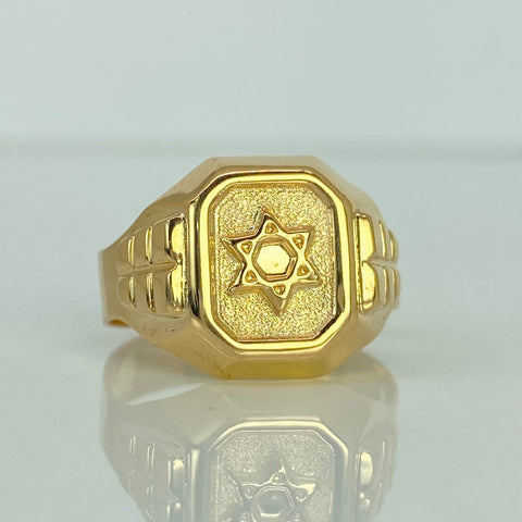 Anillo Estrella De David Arenado Oro amarillo 18k / Talla 10 1/4 / 4,45 Gr †