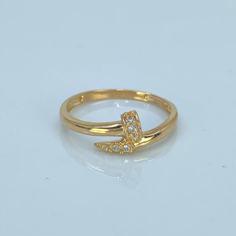 Anillo Clavo CT Circones Blancos Oro amarillo 18k / Talla 7 1/4 / 1,8 Gr *