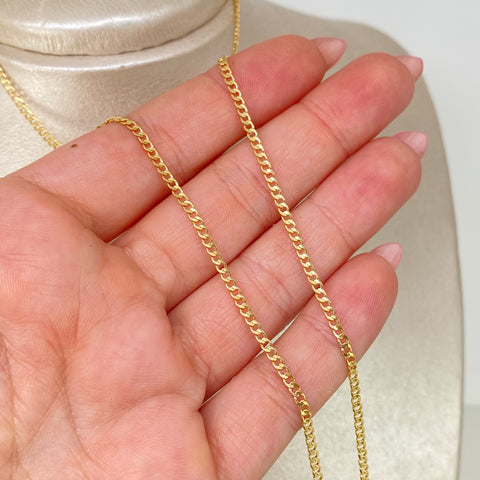 Cadena ● Cubana Oro amarillo 18k 1,88 Gr / 2 mm / 50 Cm