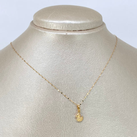 Set Cadena ● Crispeta + Dije Pato Oro amarillo 18k 0,7 Gr / 1 mm / 50 Cm *