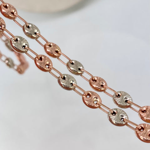 Cadena GC Diamantado Oro blanco y Oro rosa 17,56 Gr / 6 mm / 67 Cm *