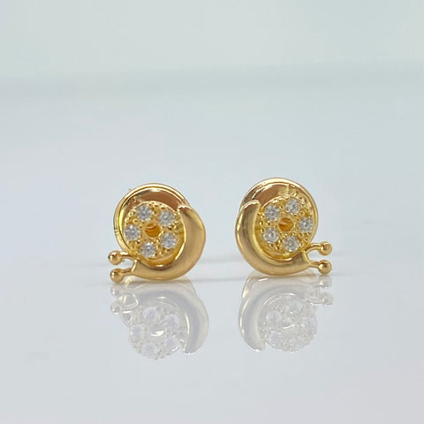 Topos Caracol Circones Blancos Oro amarillo 18k 0,77 Gr / 6,6 mm