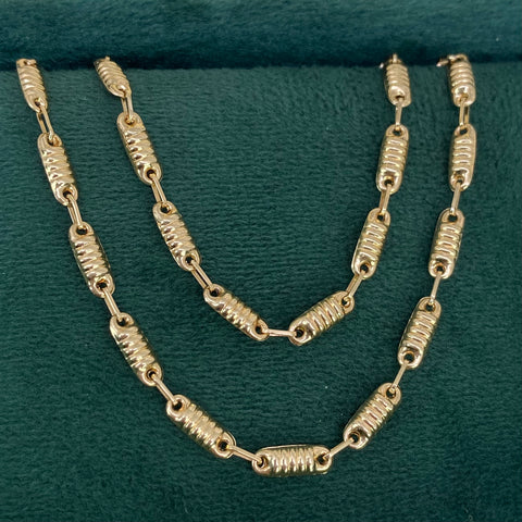 Cadena Rustico Cilindros Oro amarillo 18k 7,75 Gr / 3,3 mm / 60 Cm †