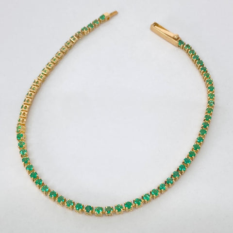 Pulso Tennis 64 Esmeraldas 1.8Ct Oro amarillo 18k 4,65 Gr / 1,9 mm / 18,5 Cm *
