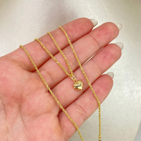 Set Cadena ● Lazo + Dije Corazon Oro amarillo 18k 1,9 Gr / 1,3 mm / 50 Cm †