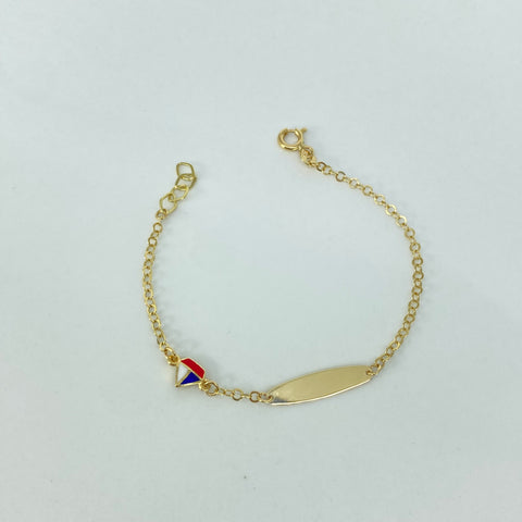 Pulso bebé ● Placa Ovalada Barco Aro Seguido Oro amarillo 18k +3 / 1,16 Gr / 2 mm / 14 Cm