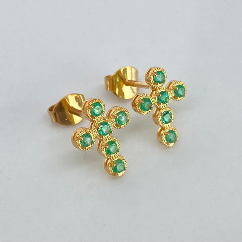 Topos Cruz Esmeraldas 22PTS  Oro amarillo 1,85 Gr / 9 mm †