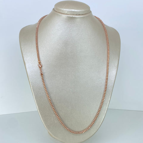 Cadena ● Punto Cuadrado Diamantado Oro blanco y Oro rosa 18k +3 / 20 Gr / 3 mm / 60 Cm