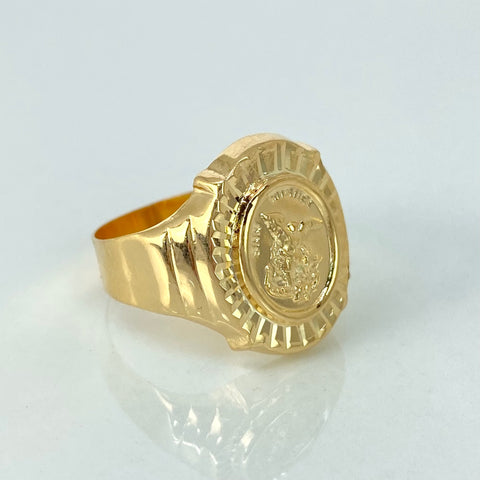 Anillo Sello San Miguel Arcangel Oro amarillo 18k / Talla 9 / 3,3 Gr