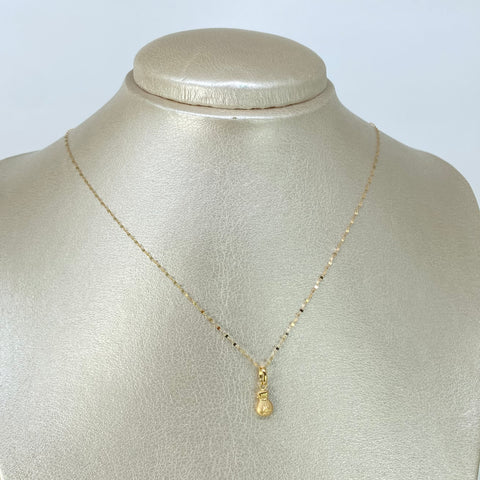 Set Cadena  Crispeta + Dije Bolsa Dinero Oro amarillo 18k +1 / 0,7 Gr / 1 mm / 50 Cm *