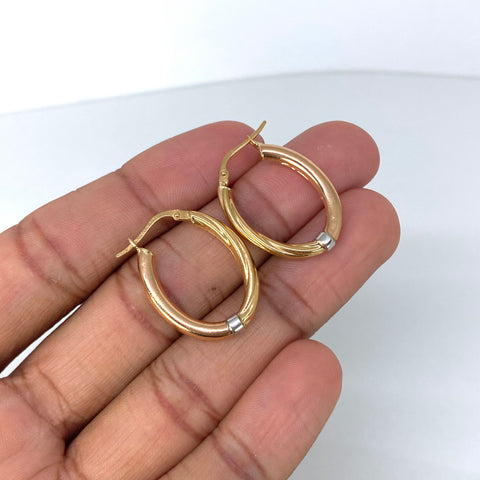 Candongas Ovaladas / Planas Tres Oros 18k 3,18 Gr / 2,6 Cm †