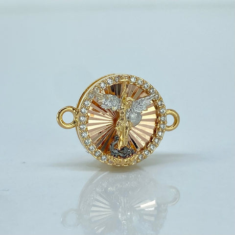 Herraje San Miguel Arcangel Circones Blancos Tres oros 1,7 Gr / 1,7 Cm †