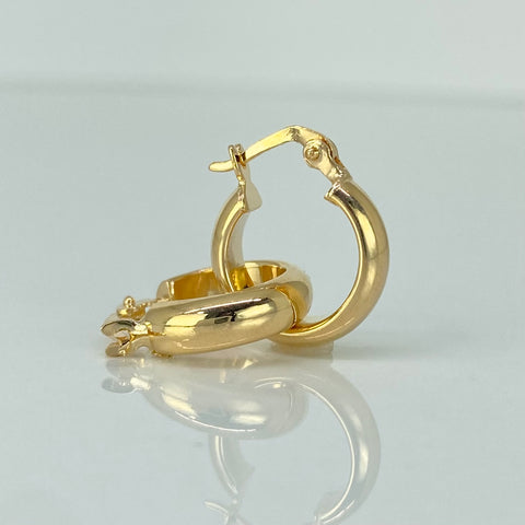 Candongas Semi Planas Oro amarillo 18k 1,63 Gr / 1,6 Cm  *