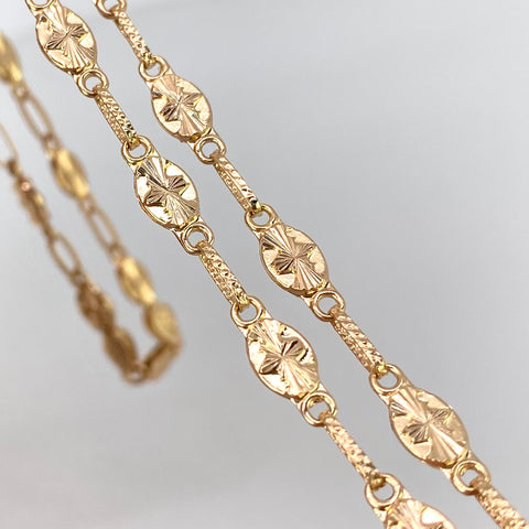 Cadena Rustica Eslabones Diamantadas Oro amarillo 10,85 Gr / 4,6 mm / 60 Cm