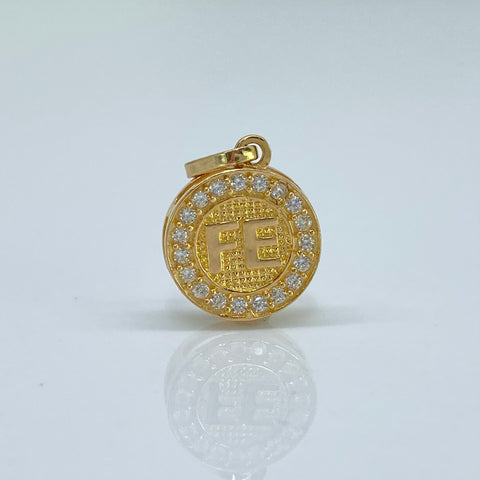 Dije FÉ Circones Blancos Oro amarillo 18k 1,85 Gr / 1,9 Cm