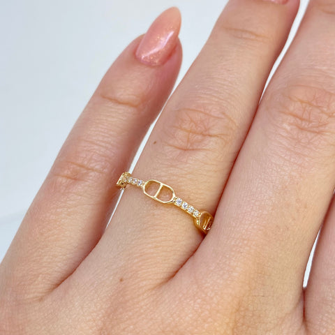 Anillo GC Circones Blancos Oro amarillo 18k / Talla 5 1/2 / 0,92 Gr