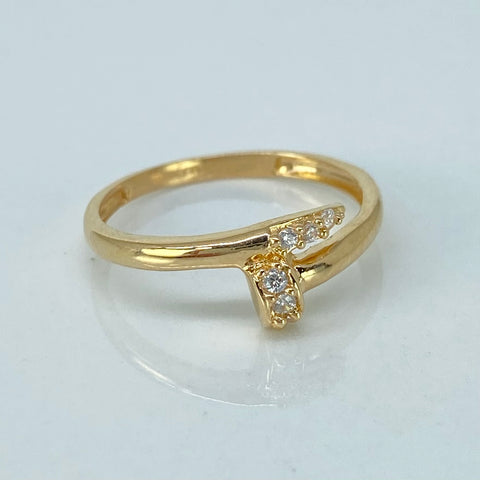Anillo Clavo Circones Blancos Oro amarillo 18k / Talla 7 1/4 / 1,85 Gr