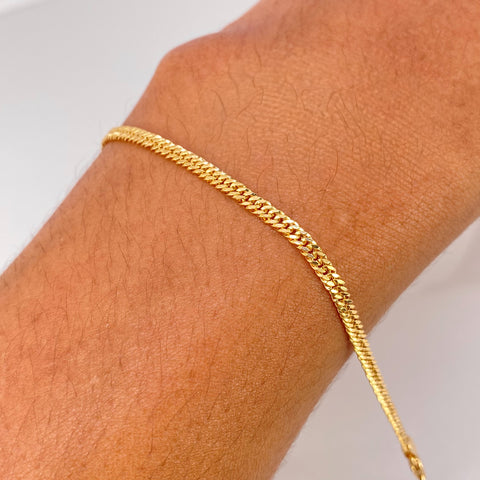 Pulso ● Cubano Doble Oro amarillo 18k +1 / 1,77 Gr / 2,7 mm / 18 Cm