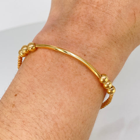 Pulsera tejida Herraje Melcocho / BL 6uni 5mm / Hilo Beige Oro amarillo 1,05 Gr *
