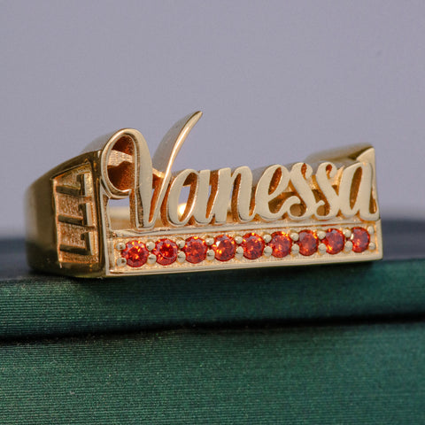 Anillo Nombre Personalizado Con Circones POR FABRICACION Oro amarillo 18k / Talla 6/10 / 8,14 Gr *