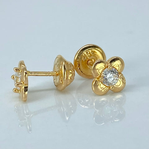 Topos Flor Circon Blanco Oro amarillo 0,95 Gr / 5,5 mm