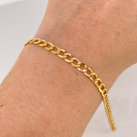 Pulso ● Cubano Oro amarillo 18k +1 / 3,25 Gr / 4,1 mm / 19,5 Cm *