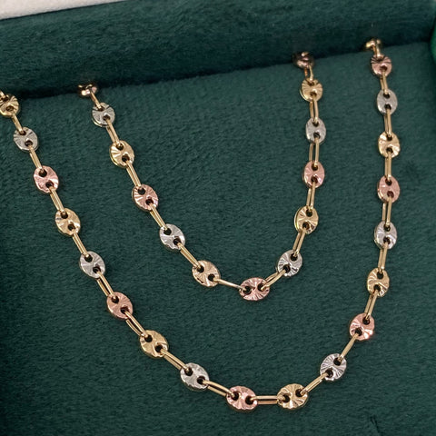 Cadena GC Diamantada Tres oros 18k 7,66 Gr / 3,3 mm / 60 Cm *