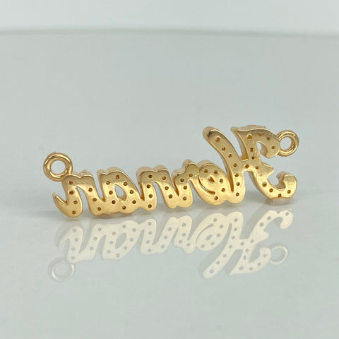 Dije Herraje Nombre Personalizado Diamantes Blancos POR FABRICACION Oro amarillo 18k 6,67 Gr *