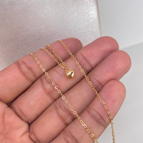 Set Cadena ● Aro Seguido + Dije Corazon Oro amarillo 18k 1 Gr / 1,3 mm / 45 Cm