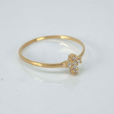 Anillo Cruz Circones Blancos Oro amarillo 18k / Talla 6 1/2 / 0,68 Gr
