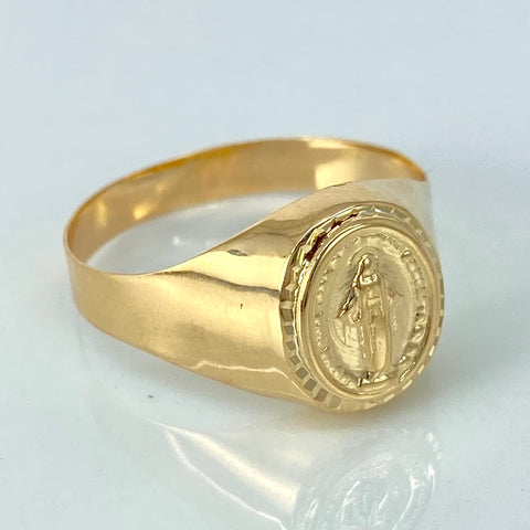 Anillo Sello Virgen Milagrosa Oro amarillo 18k / Talla 10 1/4 / 2,1 Gr