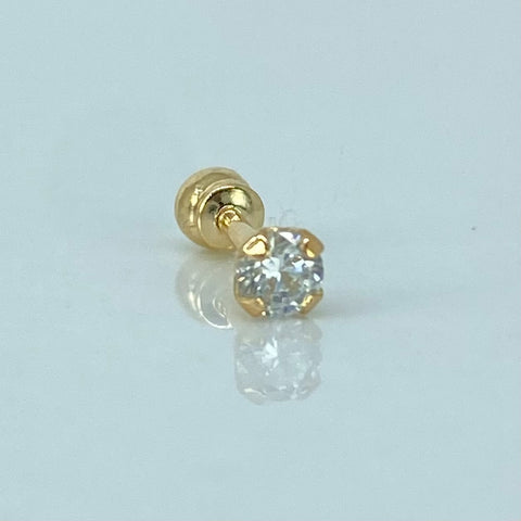 Piercing Circon Blanco / Oro Amarillo 18k (Joya) / 0,3gr / 1.1cm / (Oreja) †