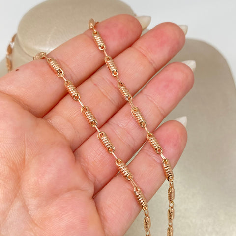 Cadena Rustico Eslabones Diamantados Oro rosa 18k 6,40 Gr / 3,3 mm / 60 Cm *