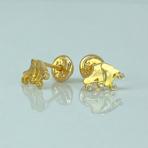 Topos Patines Circones Blancos Oro amarillo 18k 0,95 Gr / 8 mm  *