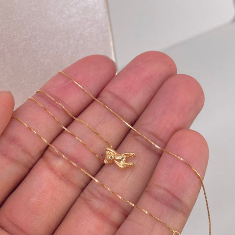 Set Cadena ● Veneciana + Dije Oso Oro amarillo 18k 1,2 Gr / 0,5 mm / 40 Cm