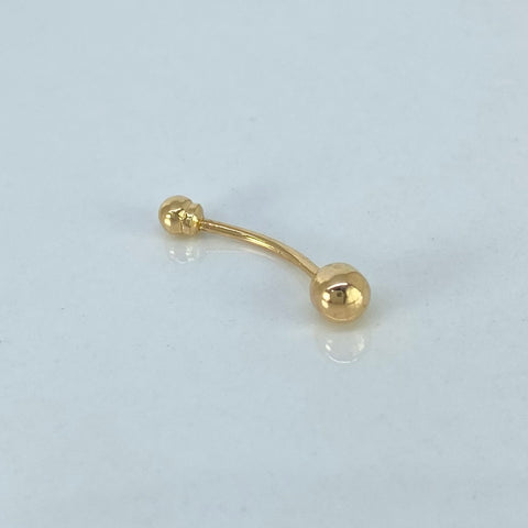 Piercing Bolas Lisas  / Oro Amarillo 18k (Joya) / 4mm / 0,4gr / 2cm / (Ombligo)
