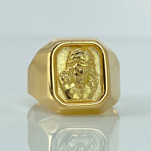 Anillo Sello Rostro Jesus Oro amarillo 18k / Talla 10 / 3,85 Gr