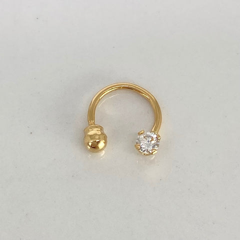 Piercing Aro Circon Blanco / Oro Amarillo 18k (Joya) / 0,45gr / 1.1cm / (Oreja) *